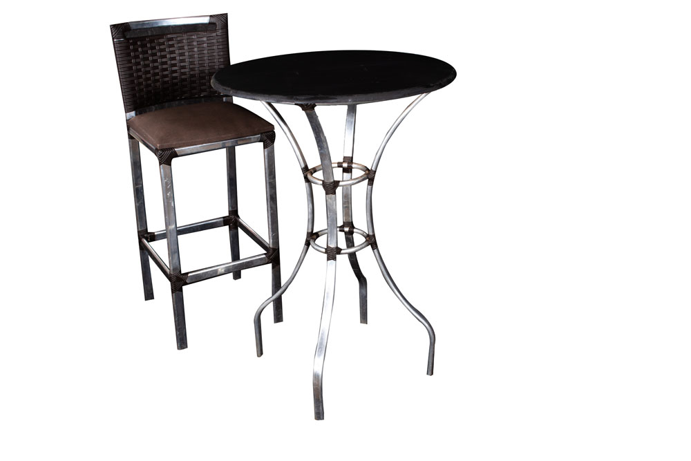 BISTRO BICOLOR COM PÉ DE ALUMINIO E TAMPO FORMICA PRETO