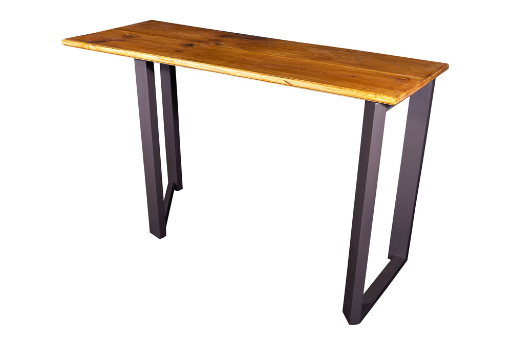 APARADOR DE MADEIRA RUSTICA COM PE DE FERRO