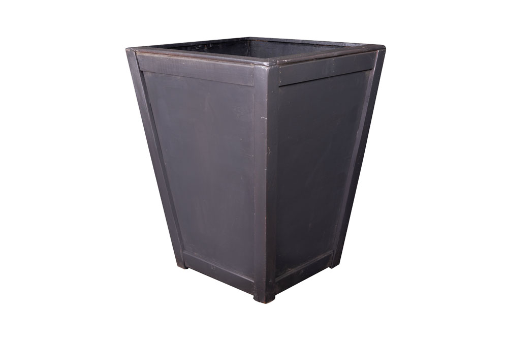 CACHEPÔ CINZA CHUMBO DE MADEIRA EM CONE