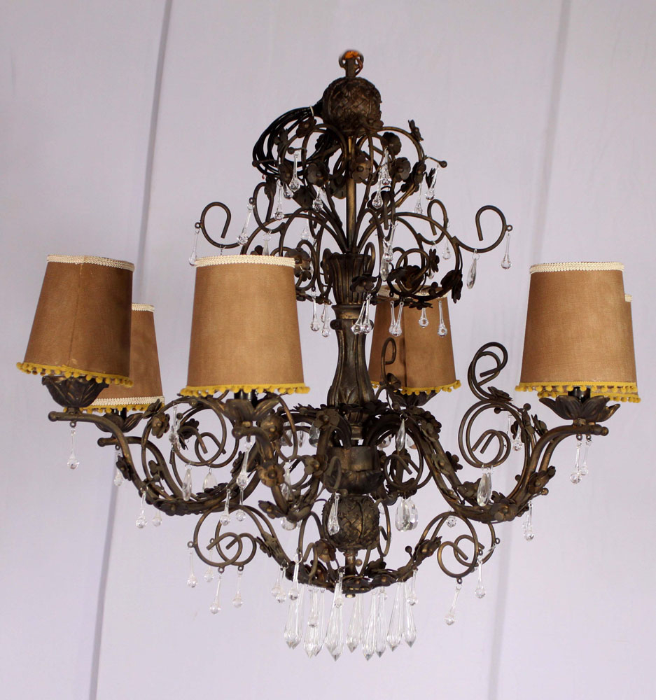 LUSTRE CLASSICO FLOR COM 06 LAMPADAS E CRISTAIS 220V