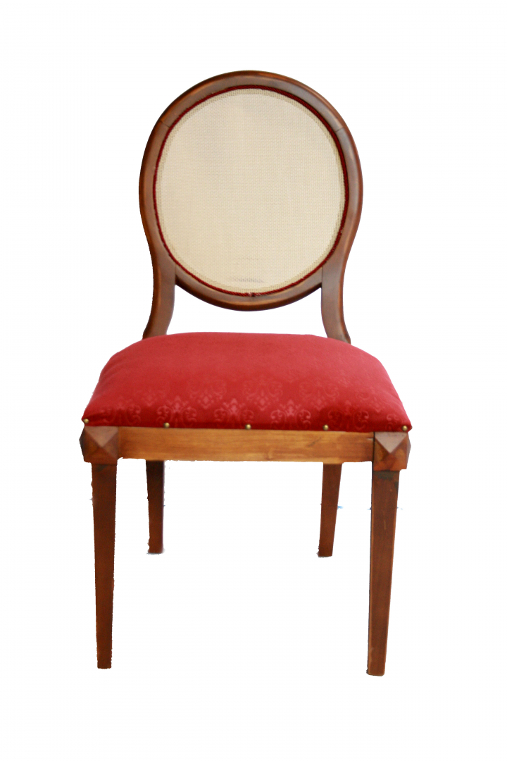 CADEIRA MEDALHÃO COM TELA VELUDO VINHO