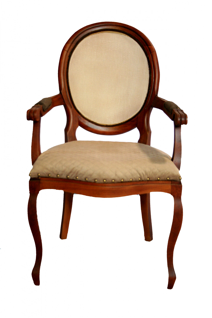 POLTRONA MEDALHÃO COM TELA VELUDO AREIA 